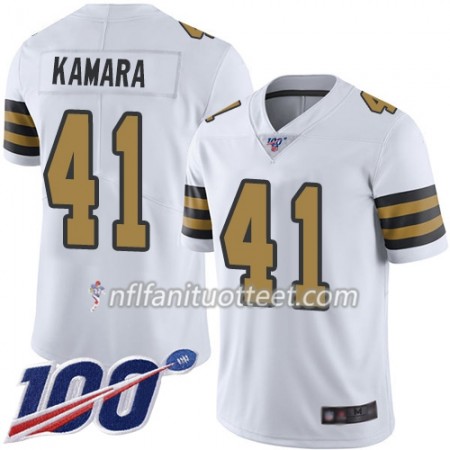 Miesten New Orleans Saints NFL Pelipaita Alvin Kamara 41 Nike Valkoinen I 100th